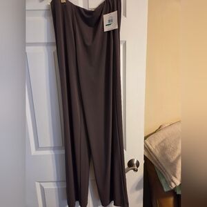 Ellen Tracy Elegant Brown Wide-Leg Pants Large NWT
